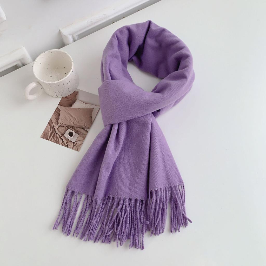 34 цвета, зима 2024, новый высококачественный искусственный кашемировый кисточкой однотонный шарф для женщин, универсальный темпераментный платок-шарф
