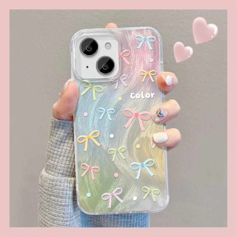 Подходит для чехла для мобильного телефона Huawei Mate50pro Vivos17 Дофаминовый бант-подставка Oppo Перо пряжа Xiaomi 14