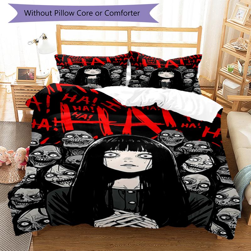 3pcs Thriller Manga Junji Ito Tomie0 pattern bedding set duvet cover set includes duvet cover &pillowcases, perfect all season bedroom decoration & gi