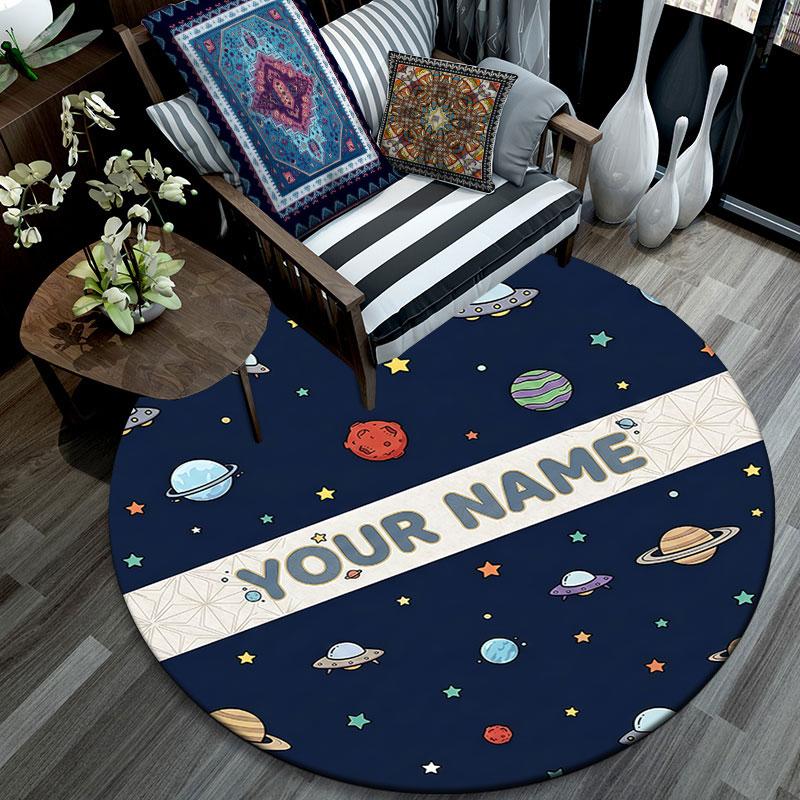 Custom Name,Cartoon Theme Pattern Series pattern round rug,Carpet Rug for Living Room Bedroom Playroom ,Non-slip Floor Mat,Holiday Gifts and Birthday