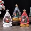 Christmas Snow Ball Lantern Lighted Santa And Christmas Tree Scene Glittering Water Snow Ball Decoration for Home Desktop Decor