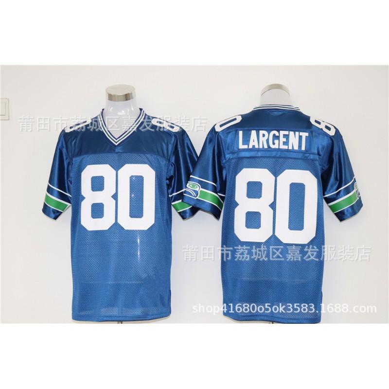 Retro Seattle Seahawks Football Jersey Mens Short Sleeve Training Game Shirt Cotton Mesh Breathable