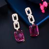 CMM Noble Gold Color Jewelry Square Zirconia Drop Earrings
