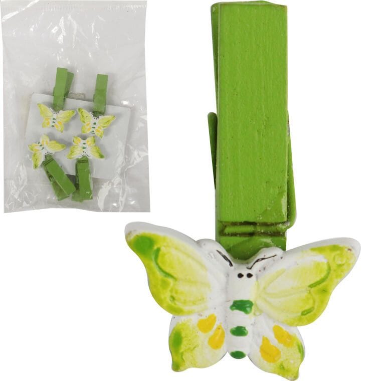 Butterflies wooden clips 4pcs 4cm Easter spring