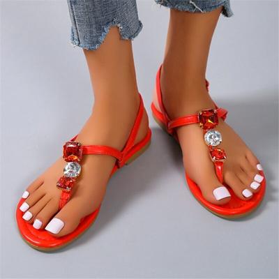 Женские модные шлепанцы, летние сандалии на клипсе, пляжные сандалии с металлической пряжкой на плоской подошве, милая повседневная женская обувь в богемном стиле, сандалии