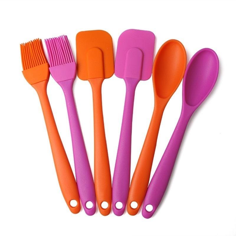 3Pcs Creativity Silicone Spatula Scraper Brush Spoon Kitchen Baking Tools Set  Gadget Accessories
