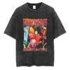 Japanese Anime Chainsaw Man Retro Washed T-shirt Men and Women Summer Harajuku Clothing Casual Round Neck Short Sleeved T-shirt
