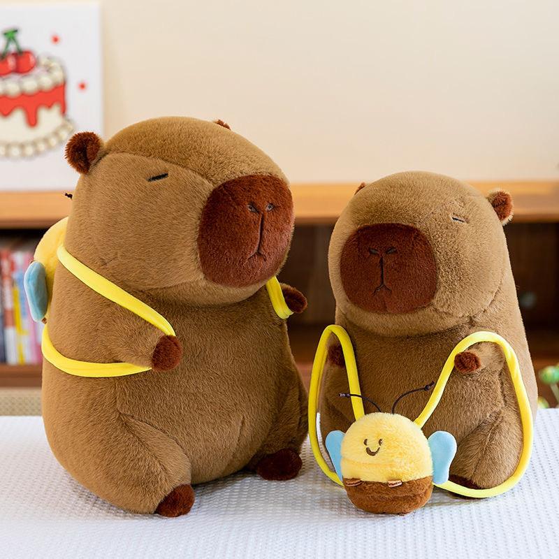 Capybara Animal Plush Toy Cushion With Bee Backpack For Kids Gift