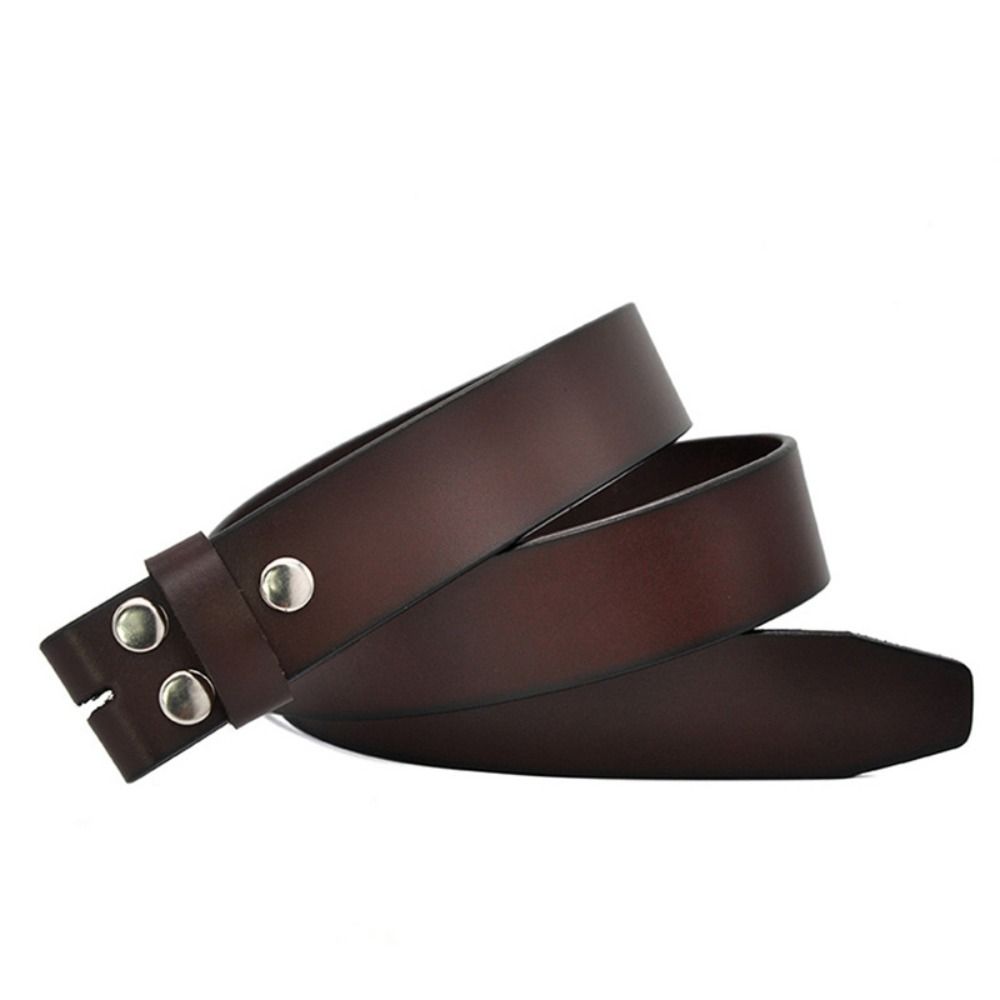Designer Replacement No Buckle Girdle Stud Snap Clip Waistband Genuine Leather Belt 3.8cm with Hole