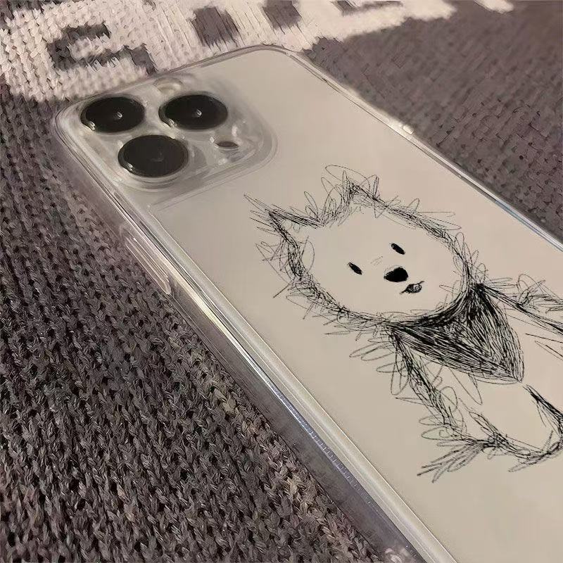 Милый рисунок пары кот и щенок Чехол для телефона Для iPhone Air 17 16 15 14 Plus 13 12 Mini 11 Pro Max 16E X XS XR Мягкий чехол из ТПУ