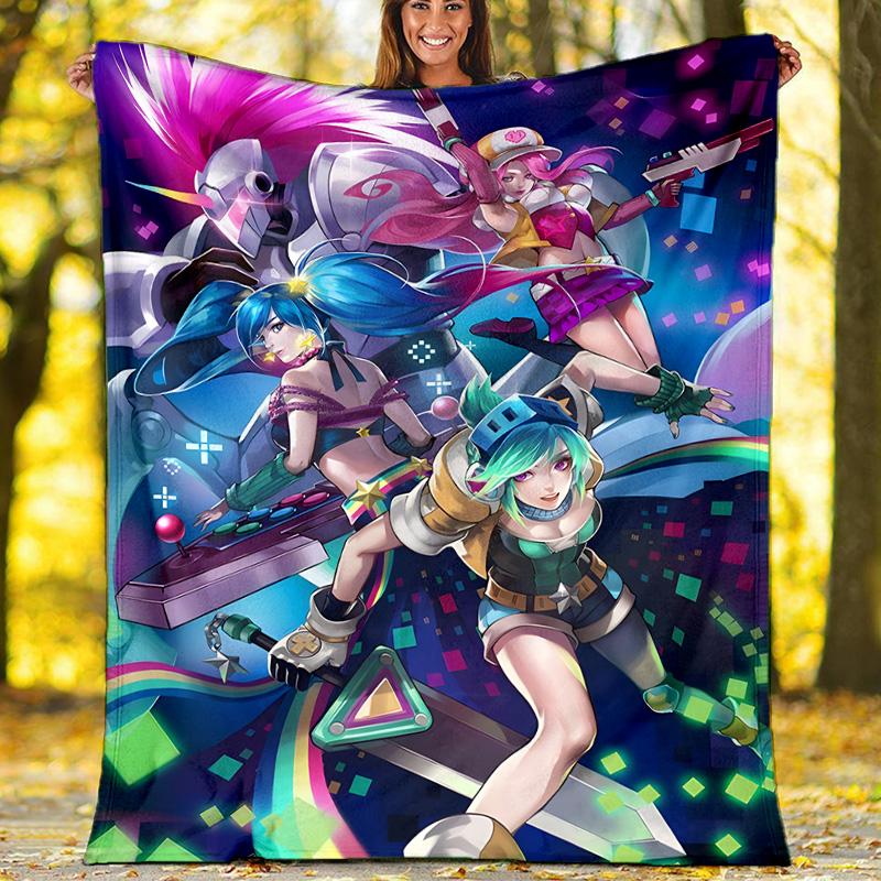 1pc Game L-Lol Theme Blanket - Digital Print, Polyester, Cozy for All Seasons, Perfect for Outdoor, and Travel