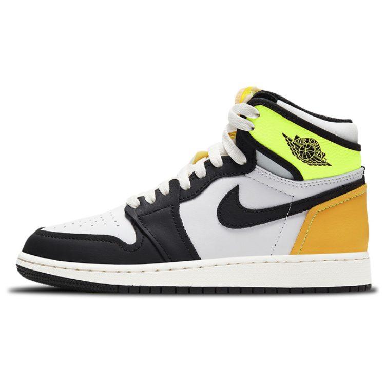 Jordan 1 Ретро Высокие Белые Черные Вольт Университетское Золото GS 575441-118