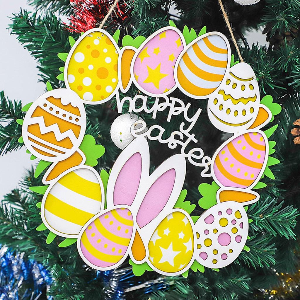 Cartoon Wooden Decoration Door Number Easter Bunny Pendant