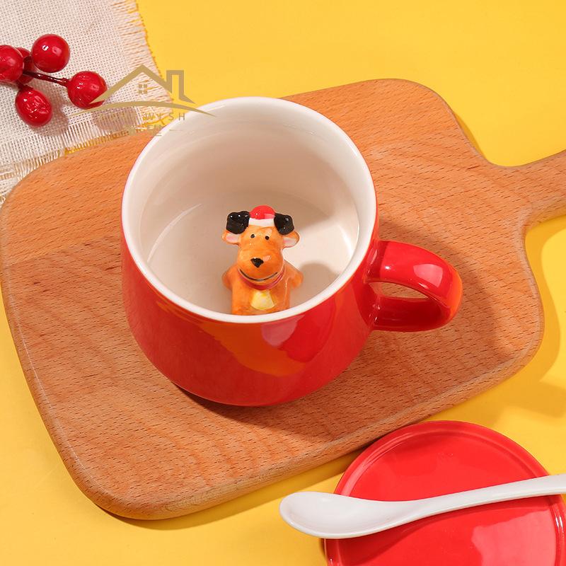 Creative Personality Christmas Three-dimensional Doll Ceramic Water Cup Coffee Cup Milk Cup