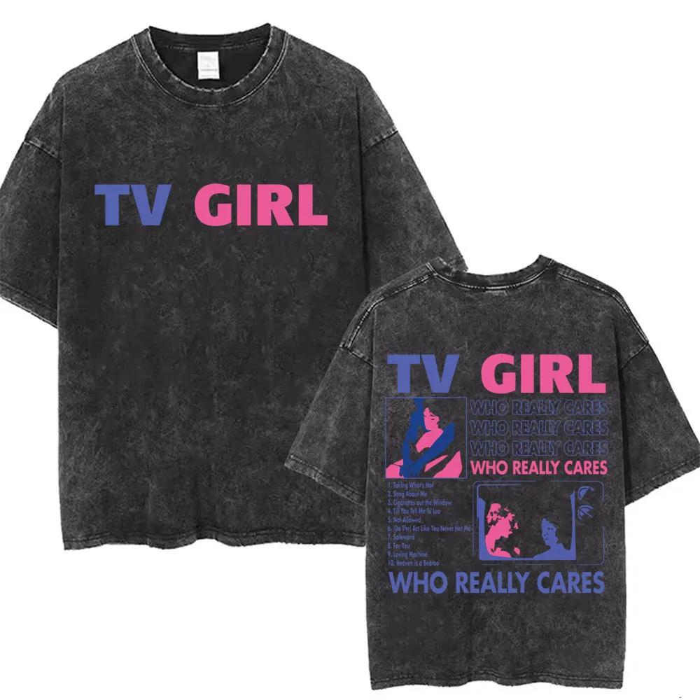 Дизайнерская стираная винтажная футболка TV Girl Мировой тур 2026 Мерч Мужская Женская 22