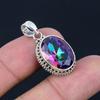 Natural Mystic Topaz Gemstone Pendant, 925 Sterling Silver, Multicolor Gemstone, Handmade Pendant Jewelry Gift For Valentine's Day