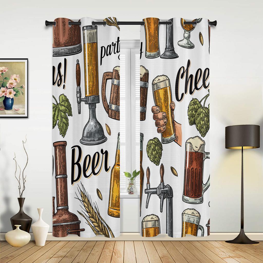 Бокал для вина, пивной камень, кирпич, ретро-шторы для окон, домашний декор, шторы для гостиной, детская комната, шторы для кухни, спальни