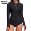 Women Rash Guard Long Sleeve Swimsuits UV UPF 50+ Zipper Swim Shirt Quick Dry Sun Shirts
