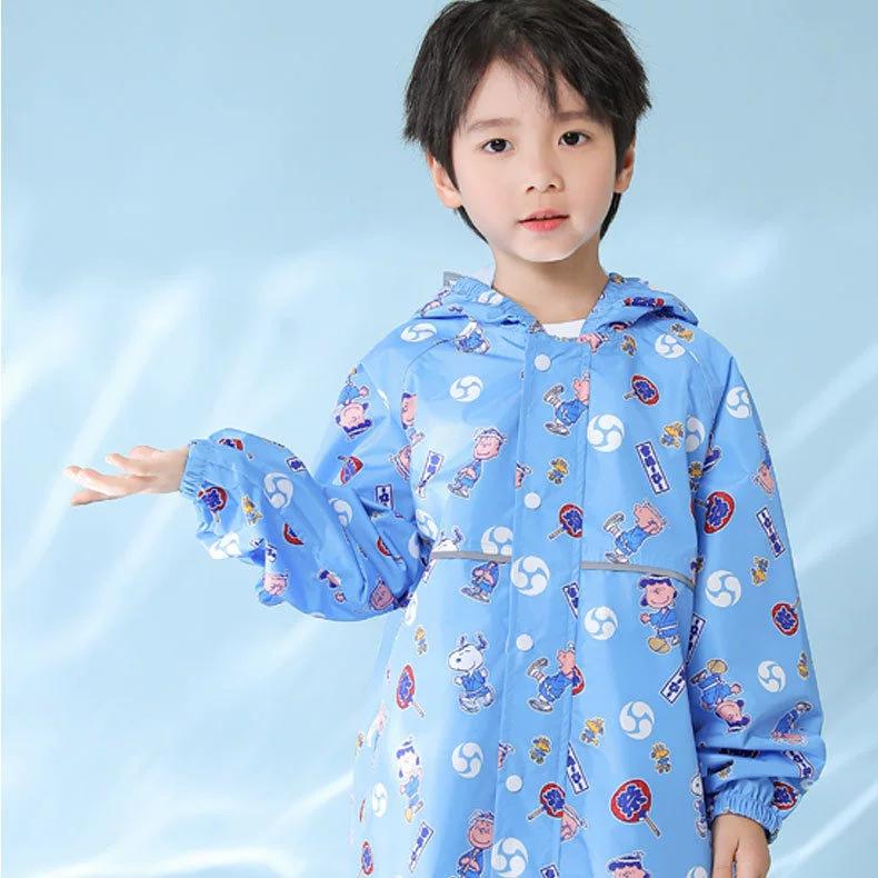 2026 Snoopy Kidsren's Student Kindergarten Kidsren's Lightweight Rainproof Quick-Drying Soft Large Brim Mid-Length Raincoat