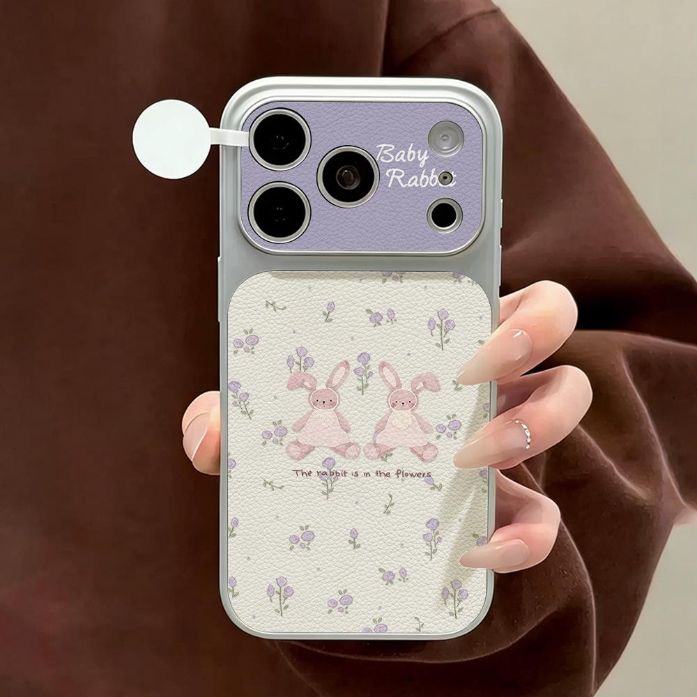 Цветочный узор с кроликом подходит для чехла на мобильный телефон iPhone17promax Apple 16 противоударный мягкий 14/13/15 женские модели