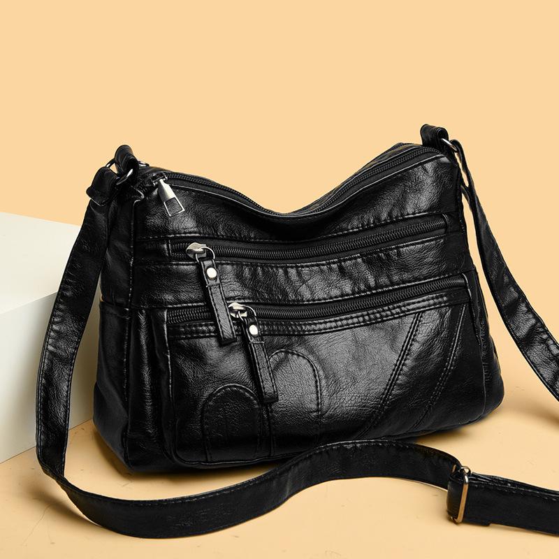 Женская новая сумка для мам среднего возраста через плечо, модная многослойная мягкая кожаная женская сумка