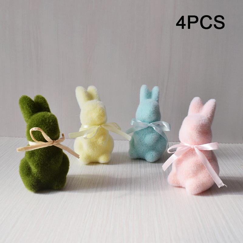 1/3 шт. Флокированный пасхальный кролик 4 цвета с бабочкой, настольные фигурки для кухни, пасхальные фигурки кроликов, пасхальный праздник, весенний декор 22x8x8 см