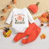 3pcs Baby Cotton Long Sleeve Romper & Pants & Hat Outfit Set with Cute Letter Prints Clothes Set