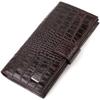 Roomy Vertical Men's Wallet Made of Genuine Textured Leather with Crocodile Embossing CANPELLINI 21720 Brown