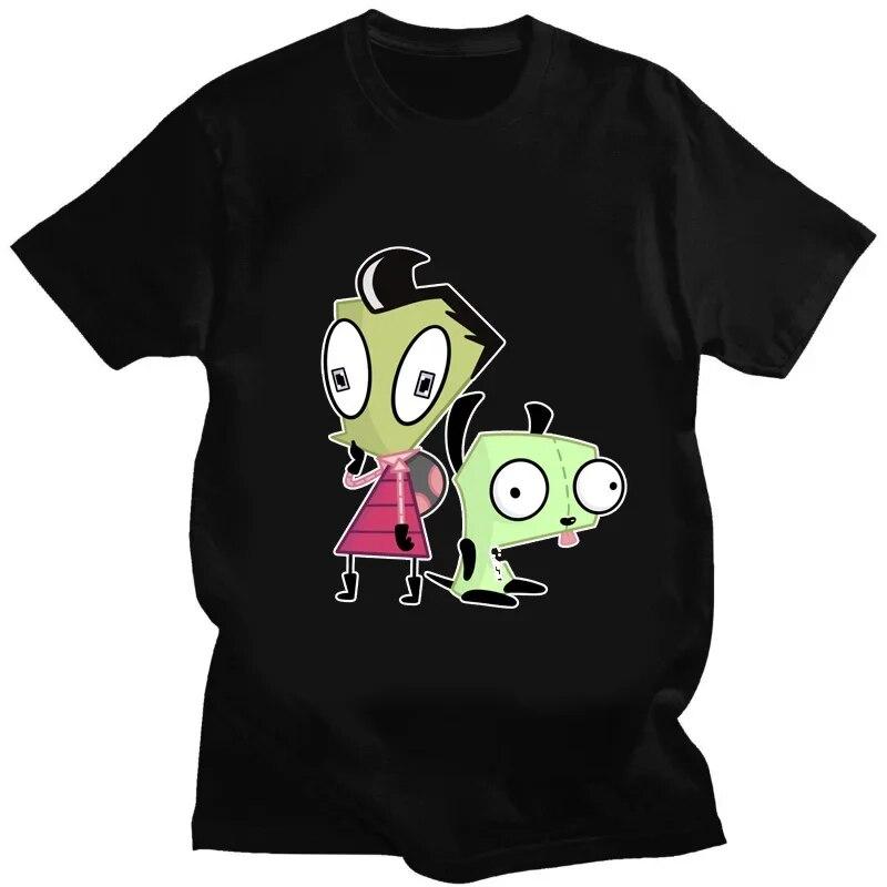Футболка с рисунком «Захватчик Зим» Kawaii Zim Image, милая футболка с мультяшным принтом, унисекс, женская футболка в стиле ретро, ​​модная футболка для творчества с короткими рукавами