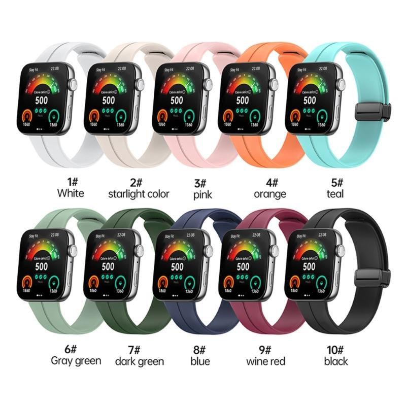 Comfortable Silicone Band with Magnetic Lock Breathable Accessory Sweat Resistant Silicone Watch Strap for Watch Fit3