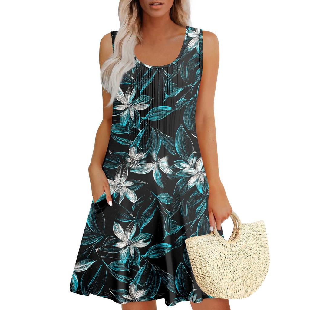 Женский повседневный сарафан с карманами, летнее пляжное платье в стиле бохо, праздничное платье для женщин, платья-майки