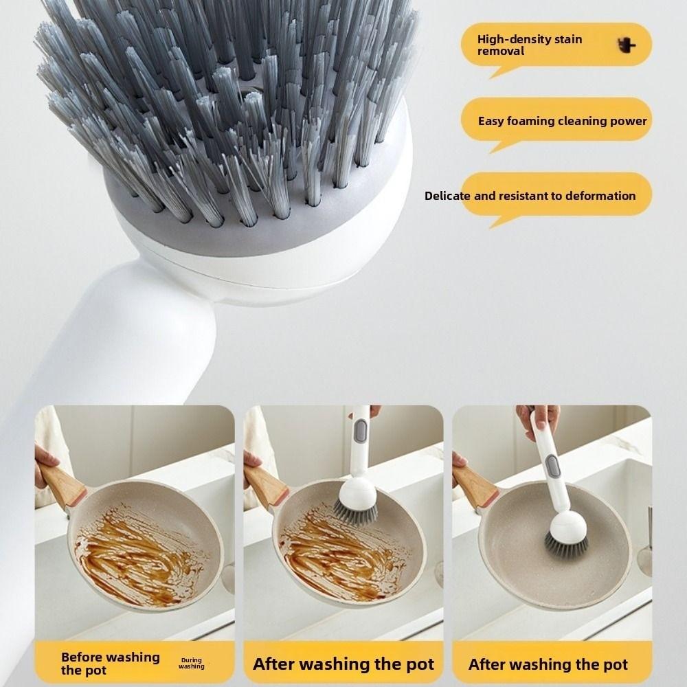 Press Out Liquid Refillable Liquid Washing Brush Dishwashing Brush Kitchen Pots Dishes Sink