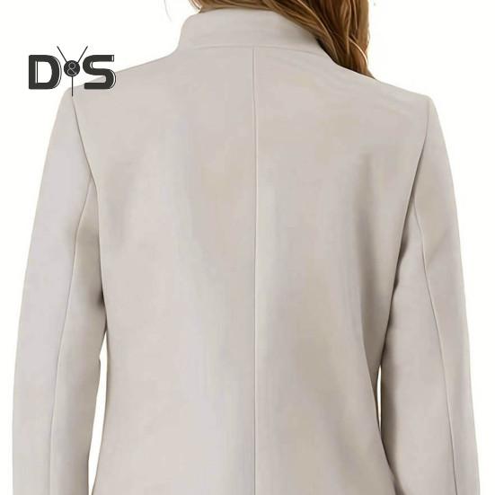 Зимнее осеннее женское пальто с воротником-стойкой и защитой шеи, длинный рукав, плотное теплое однобортное пальто с плотными теплыми карманами, средняя длина, женское пальто