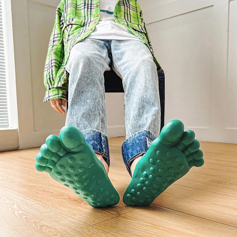 Дизайнерские босоножки для женщин и мужчин, туфли на каблуках, обувь для реквизита для косплея, забавная зеленая обувь для Хэллоуина в стиле бигфута