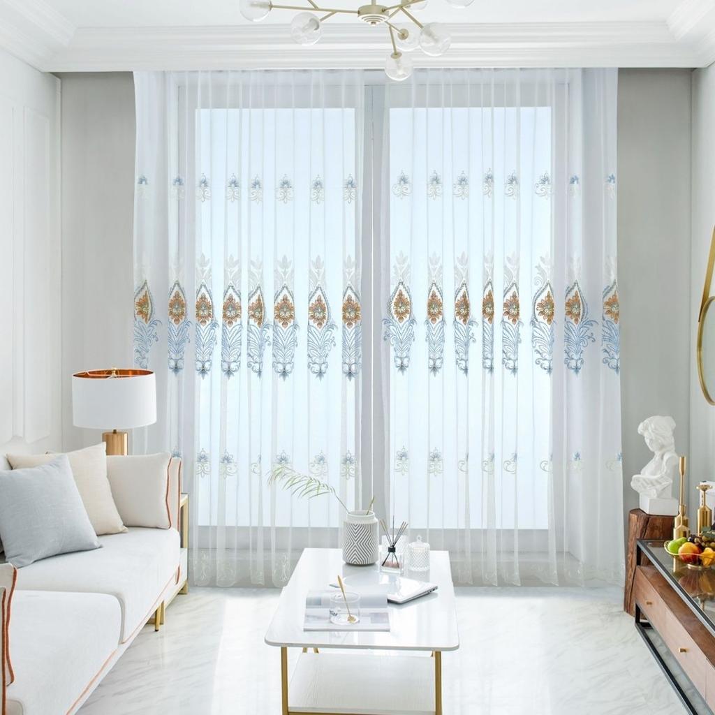 1 шт. Современная вышитая прозрачная штора, оконные шторы для гостиной, спальни, геометрический узор