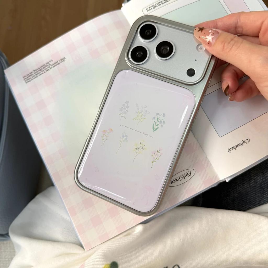 Ins нежный светло-фиолетовый цветок и трава подходит для чехла на телефон Apple 17Promax IP16/15/14/13 Эпоксидная вода конденсация 12