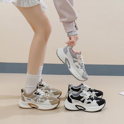 Кроссовки на толстой платформе для женщин, кроссовки на шнуровке, удобные нескользящие кроссовки из искусственной кожи для ходьбы, теннисные кроссовки, женские, легкие, спортивные, для папы