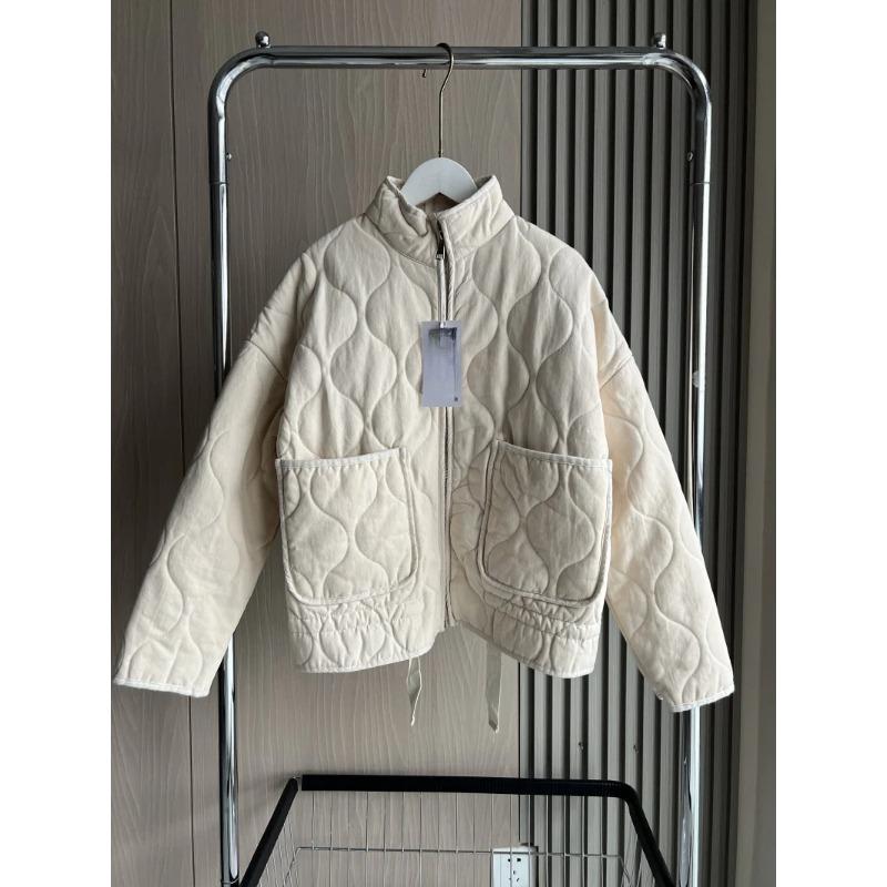 Женская хлопковая куртка, новое поступление, винтажное стеганое пальто Lenzing Rayon с высоким воротником и большими карманами для женщин