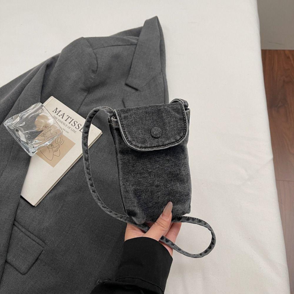 Street Style Denim Crossbody Bag Y2K Phone Purses Fashionable Canvas Bag Women&Men
