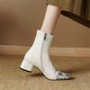 Модные Новые Осенне-Зимние Женские Ботинки Модные Ботинки Короткие Ботинки С Квадратным Носком Смешанного Цвета для Женщин Женская Обувь Массивные Каблуки Zapatos De Mujer