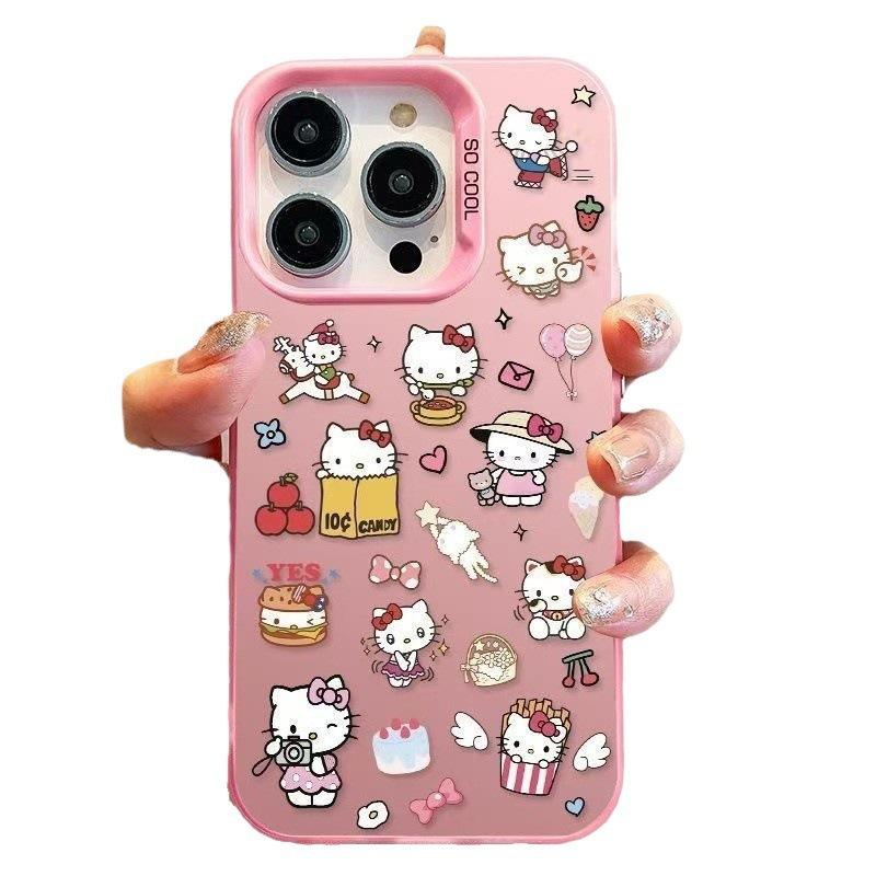 Hello Kitty подходит для чехла на мобильный телефон Apple 16plus iPhone15 мультяшный 14Plus противоударный 13 креативный 12 милый