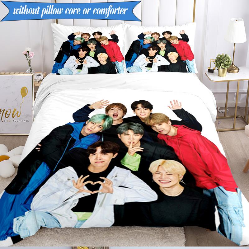 Colorful kpop Gathering 3pcs K-pop music group Bedding set,Ideal for Bedroom, Dormitory,Including Duvet Cover And 2pcs Pillowcases,Fan gifts