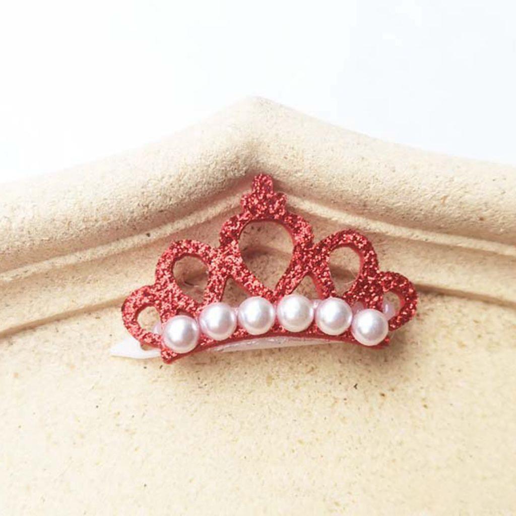 Faux Pearl Cute Crown Shape Bows Pet Hairpins Dog Accessories Pet Grooming Supplies Pets Hair Clips