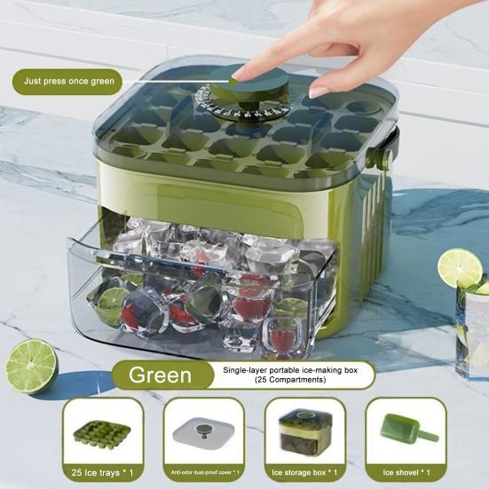 Форма для льда с крышкой и лопаткой для льда, штабелируемый двухслойный лоток для льда, выдвижной ящик для льда, устройство для изготовления кубиков льда для коктейлей, виски