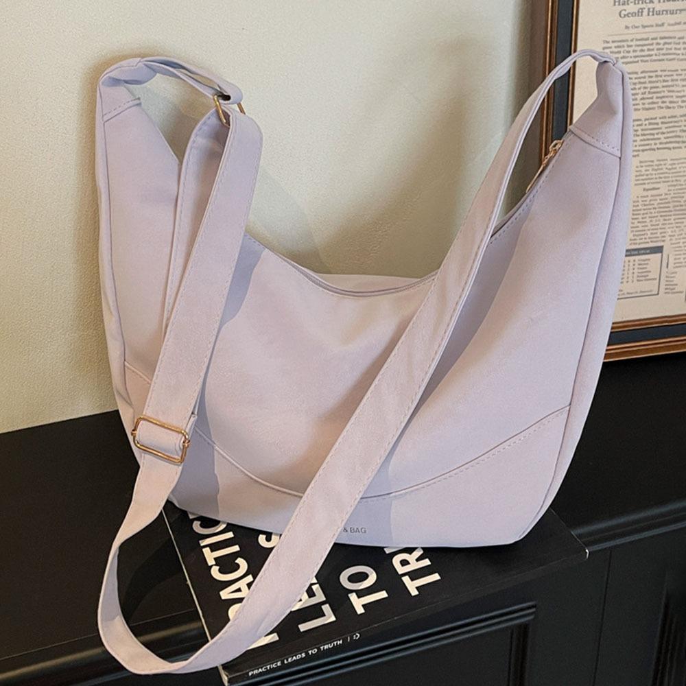 Fashion Casual PU Leather Shoulder Bag Large Capacity Zipper Commuting Bag Underarm Bags
