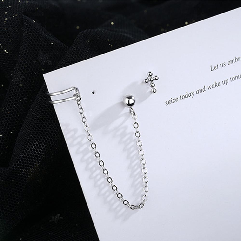 Подвески Длинные Панк Креативные Кисточка Цепочка Серьги-цепочки Крест Клипса на ухо Зажимы для кости уха Клипсы-серьги