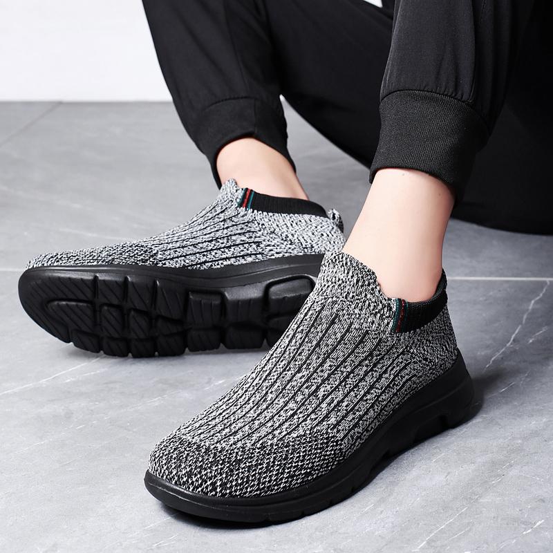Модные повседневные кроссовки мужские с мягкой подошвой, для хайкинга, эластичные носки с сеткой, дышащие, легкие, на платформе, ленивые беговые кроссовки Tênis Masculino
