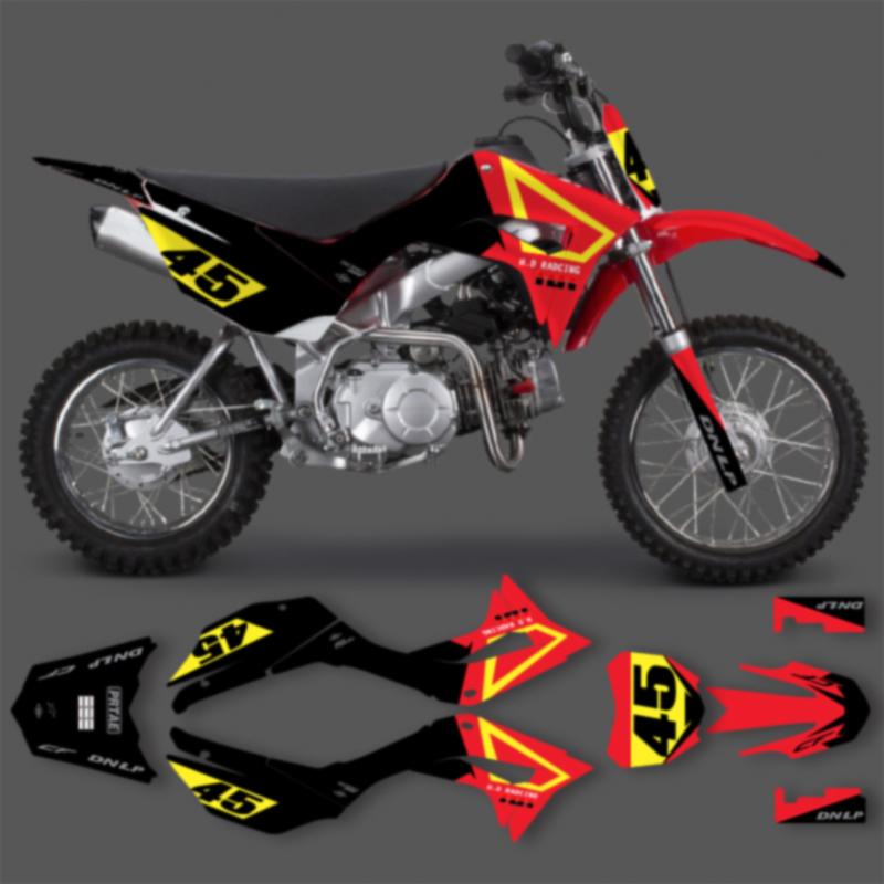 PowerZone Custom Graphics Backgrounds Decals Motorcycle Stickers Kit For HONDA CRF110F 2019 2020 2021 110cc Number Name 01