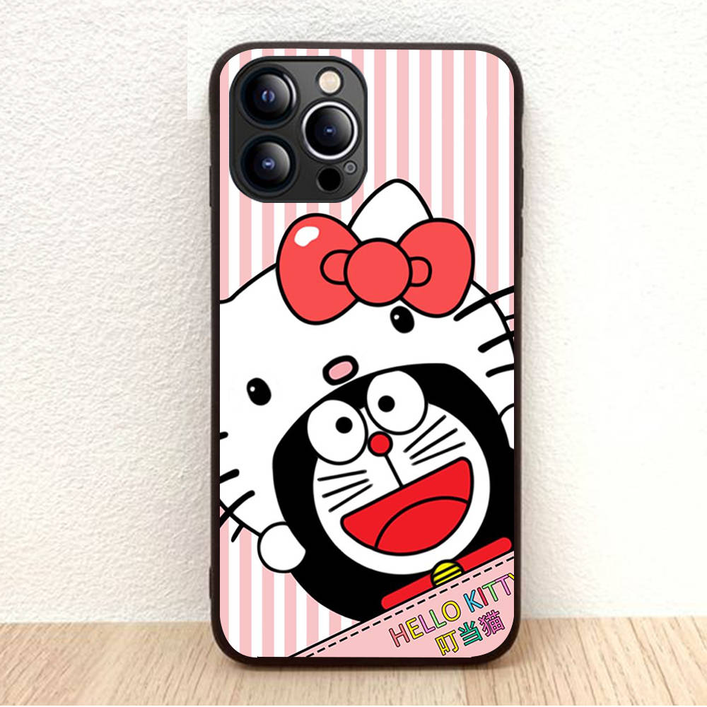 BW-21 Doremon Soft Black Case for iPhone XR 14 15 11 12 13 6 7 8 X XS Pro Max Samsung S22 S23 S21 S24 FE Ultra S8 Plus