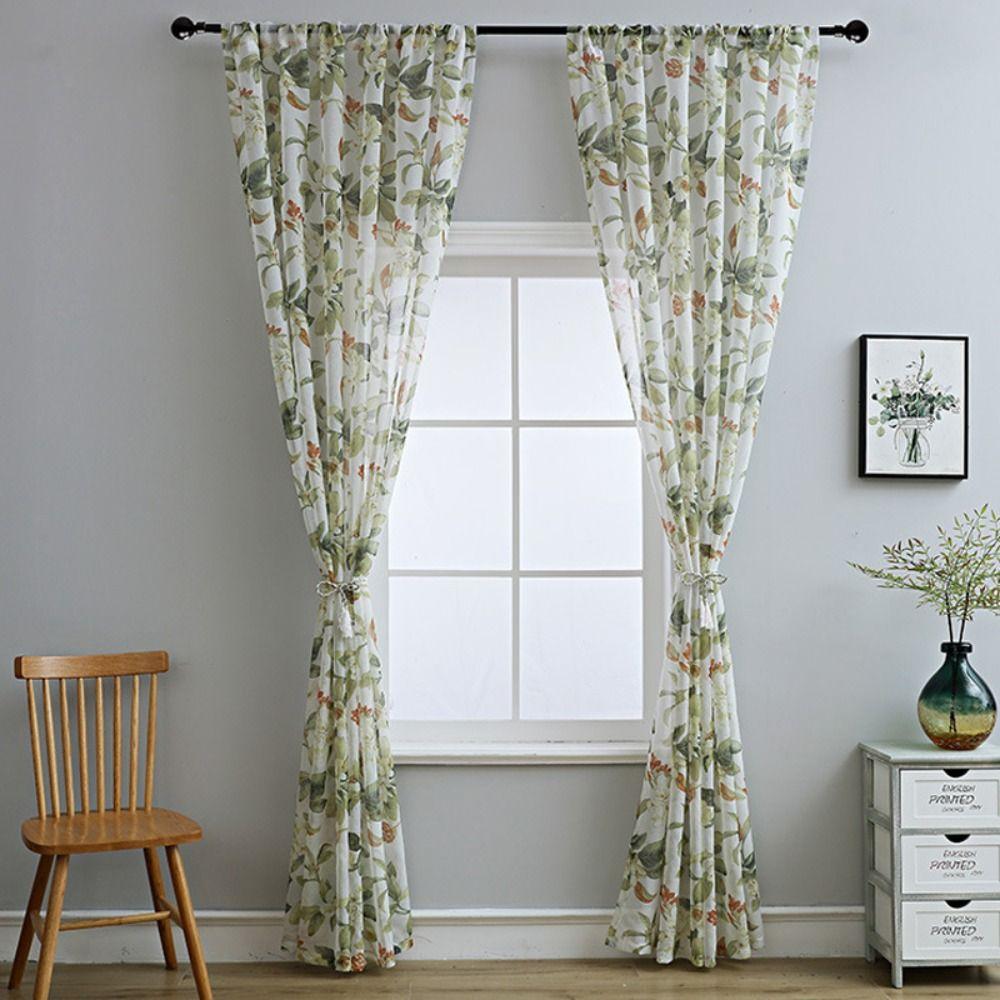Романтичные прозрачные шторы Груша Цветок Хлопок Льняные шторы Цветочный цветочный принт Шторы для спальни